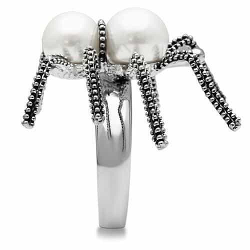 Brass Pearl Marcasite Spider Cocktail Ring view 4