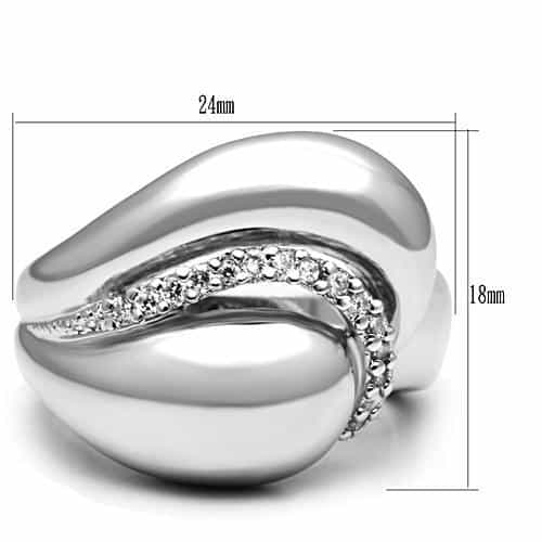 Brass CZ Pave Teardrop Dome Bypass Ring | The Stainless Jewelry view 2