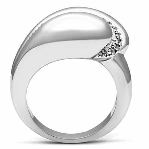Brass CZ Pave Teardrop Dome Bypass Ring | The Stainless Jewelry view 3