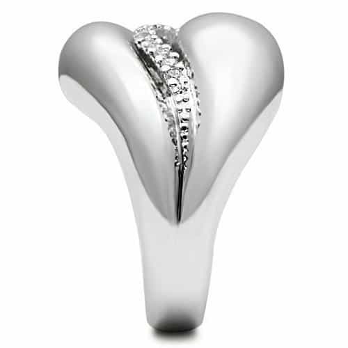 Brass CZ Pave Teardrop Dome Bypass Ring | The Stainless Jewelry view 4