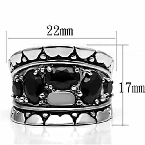 Brass Black CZ Gothic Crown Wide Band Ring view 2