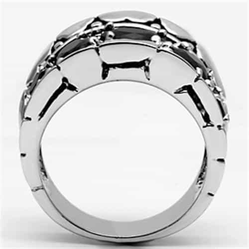 Brass Black CZ Gothic Crown Wide Band Ring view 3