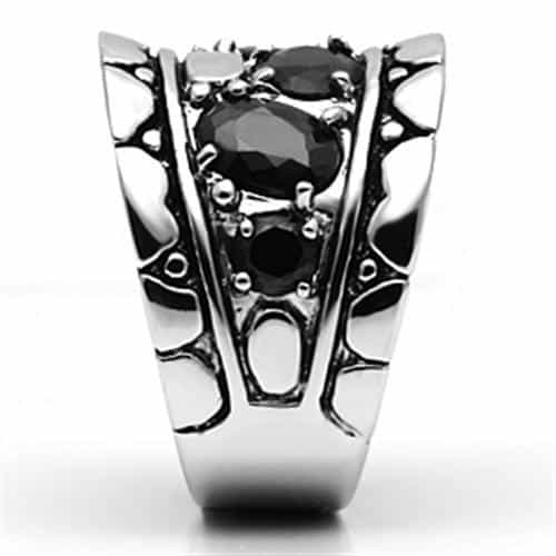 Brass Black CZ Gothic Crown Wide Band Ring view 4