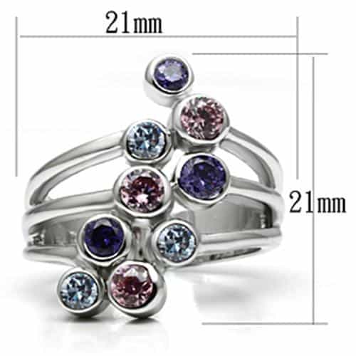 Brass Multicolor CZ Bezel Bubble Cluster Ring view 6