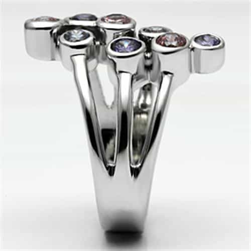 Brass Multicolor CZ Bezel Bubble Cluster Ring view 4