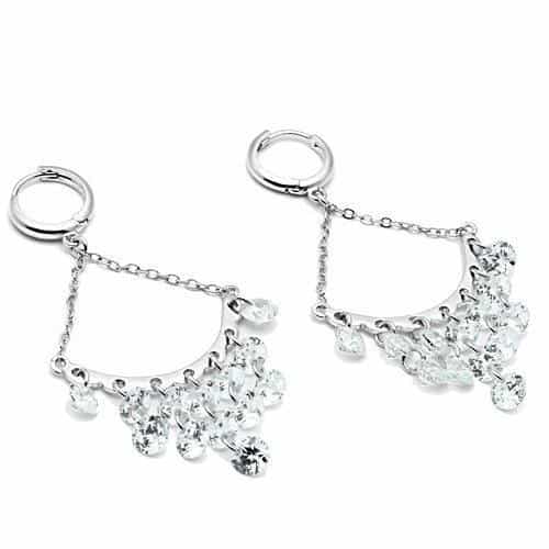 Brass CZ Chandelier Fringe Drop Earrings | The Stainless Jewelry view 3