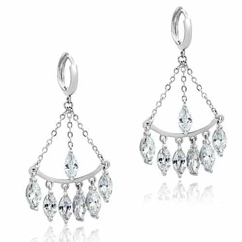 Brass CZ Marquise Chandelier Dangle Drop Ring view 1
