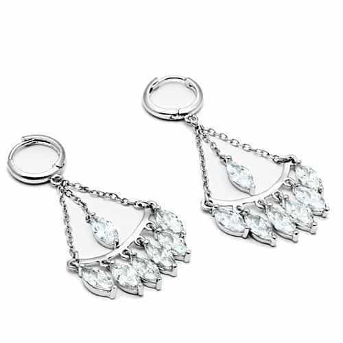 Brass CZ Marquise Chandelier Dangle Drop Ring view 3