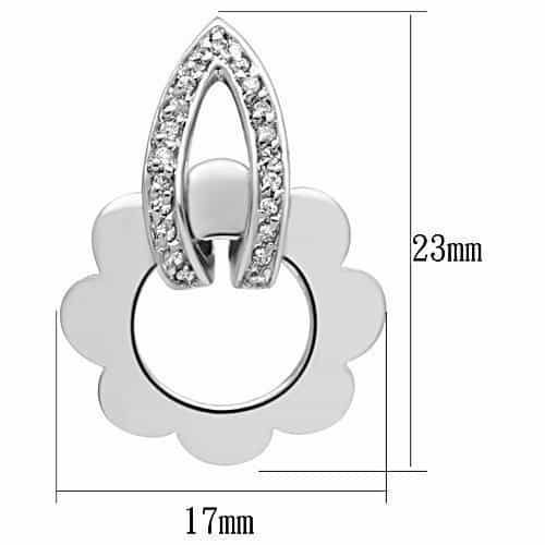 Brass CZ Pave Teardrop Flower Circle Clip Earrings view 2