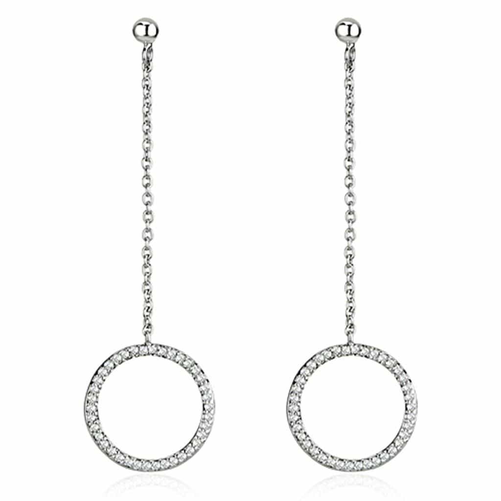 Brass CZ Pave Open Circle Chain Drop Ring | The Stainless Jewelry view 1