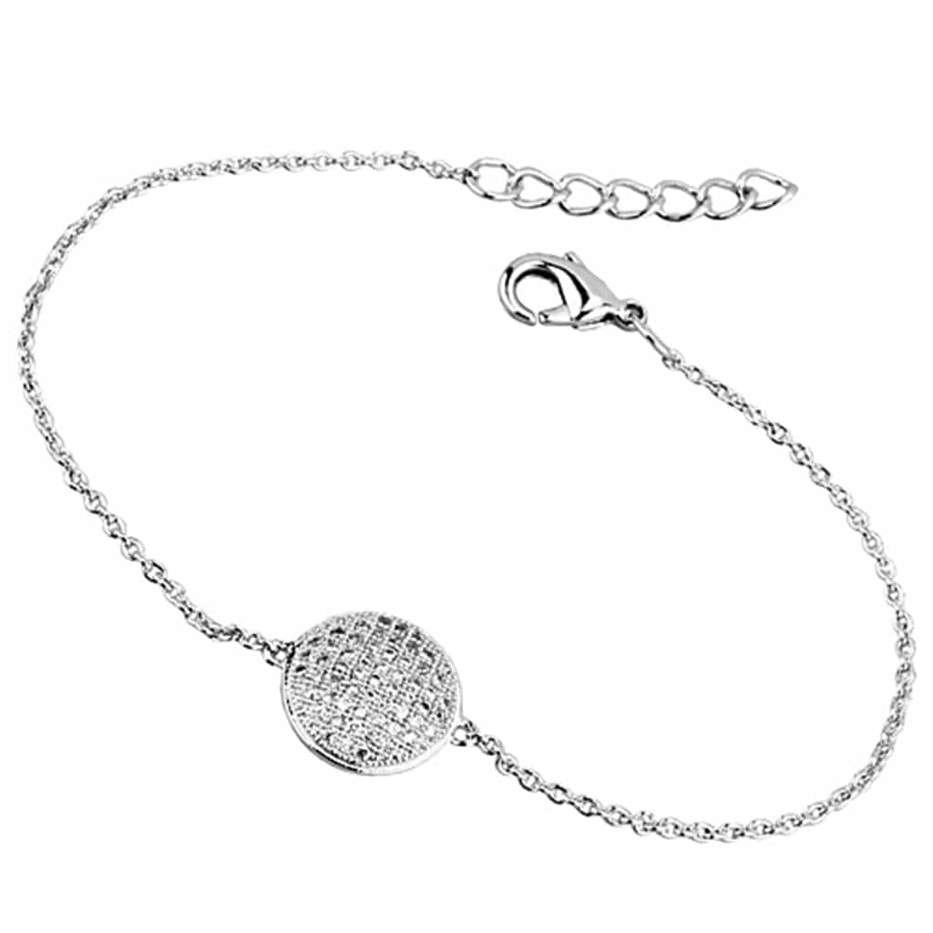 Brass CZ Pave Disc Charm Chain Bracelet | The Stainless Jewelry view 1
