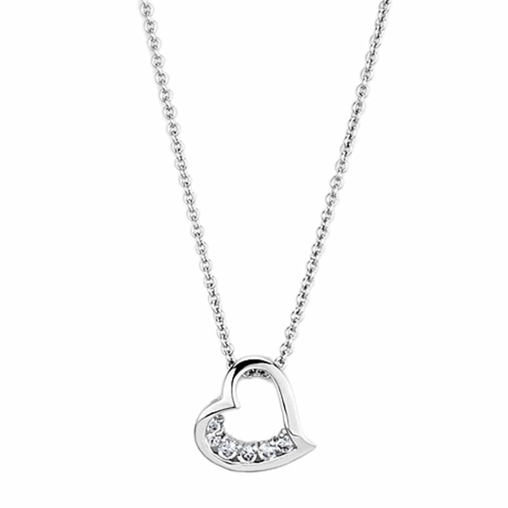 Brass CZ Channel Open Heart Pendant Necklace view 1