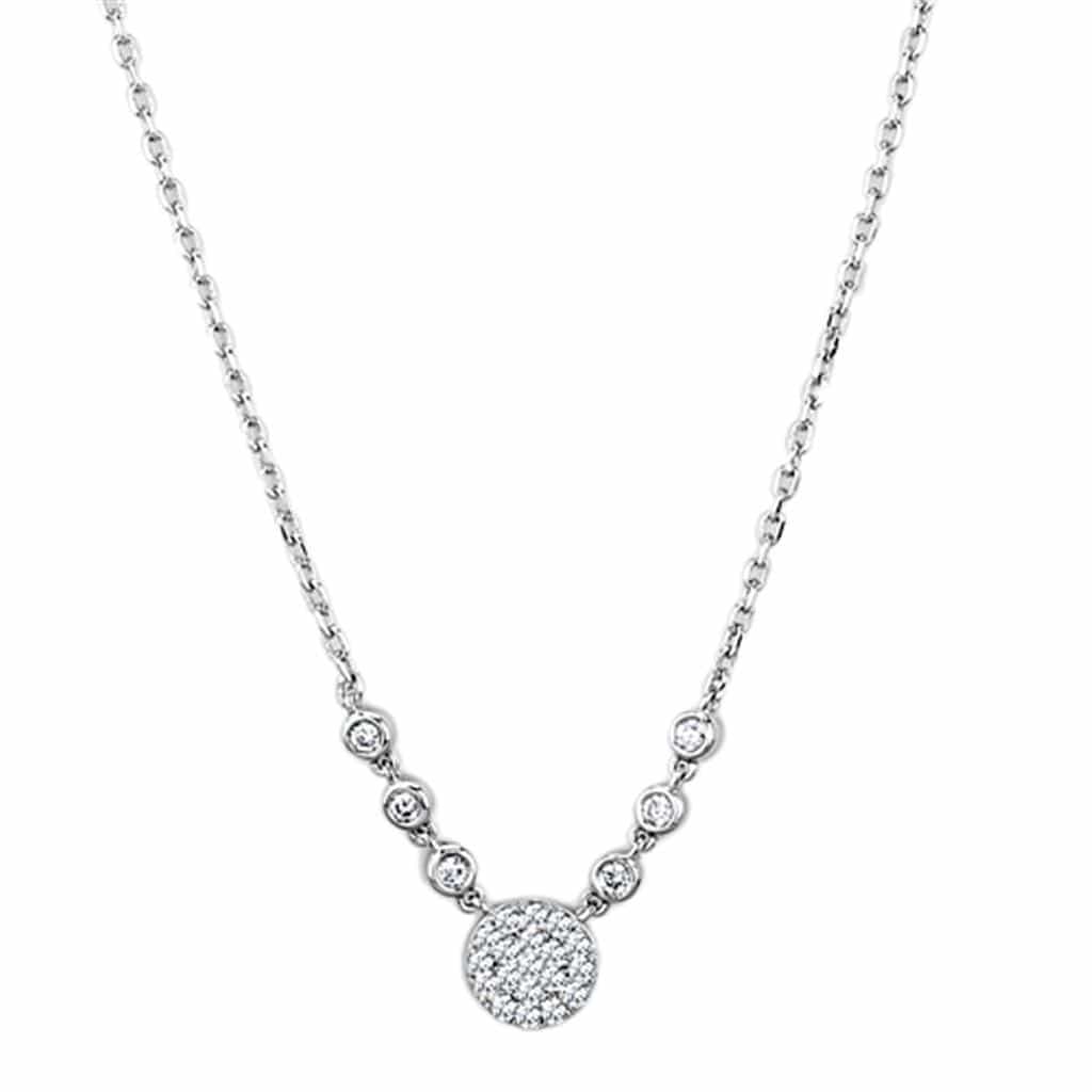 Brass CZ Bezel Station Disc Pendant Necklace view 1