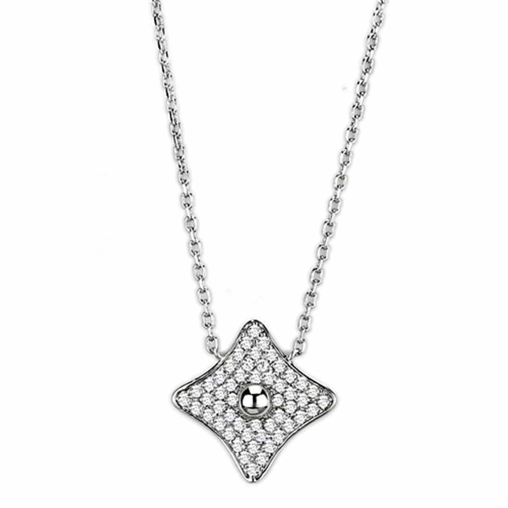 Brass CZ Pave Four-Point Star Pendant Necklace view 1