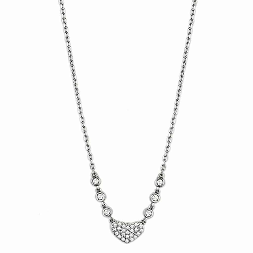 Brass CZ Pave Heart Bezel Station Pendant Necklace view 1