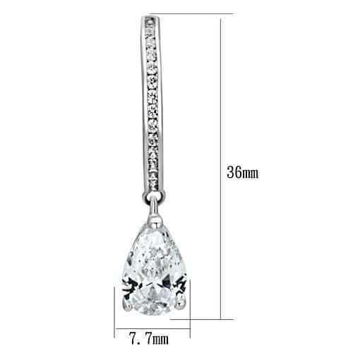 Brass CZ Pear Drop Bar Huggie Earrings | The Stainless Jewelry view 2