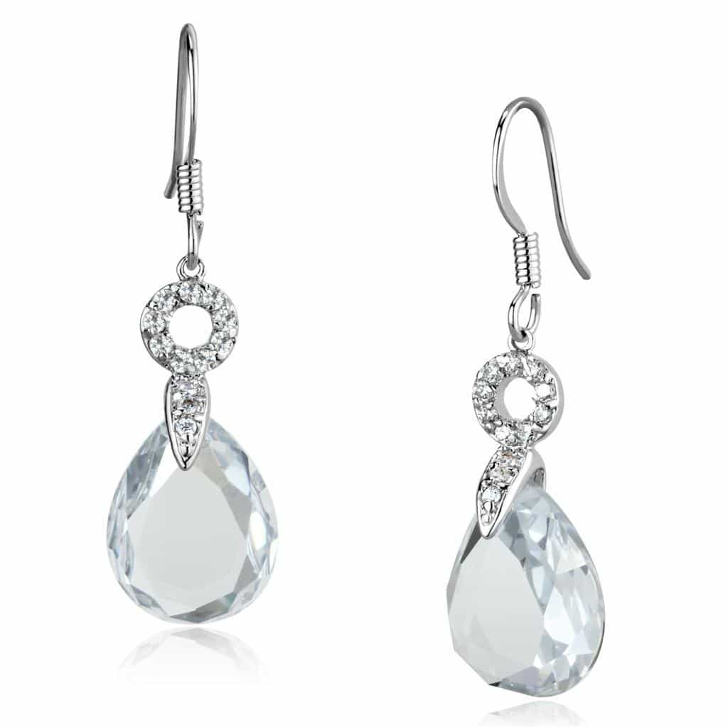 Brass CZ Pear Briolette Pave Drop Earrings view 1