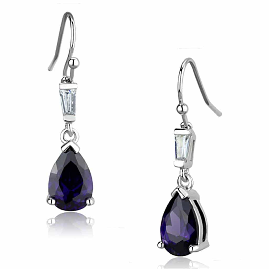 Brass Tanzanite CZ Pear Baguette Drop Bracelet view 1