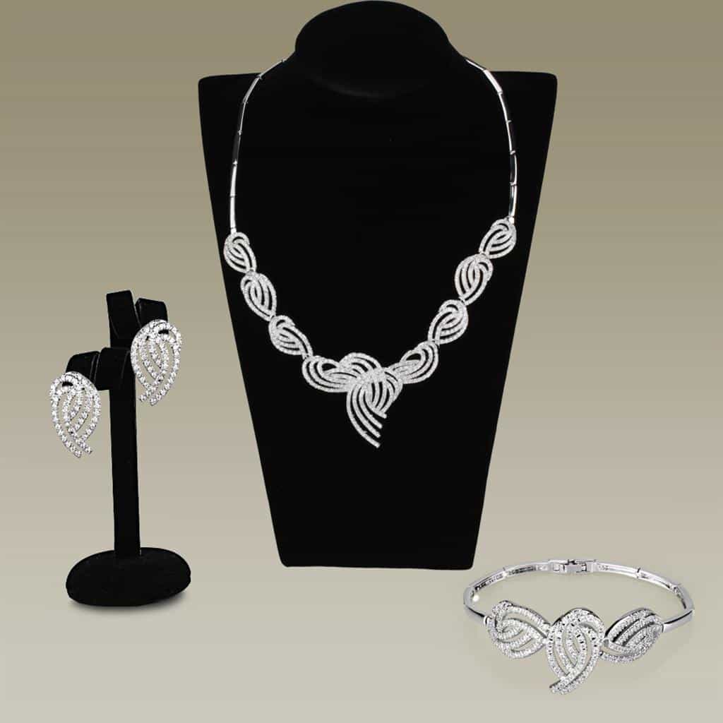Brass CZ Pave Leaf Wing Collar Set | The Stainless Jewelry view 1