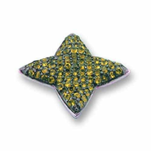 Sterling SilverGreen CZ Pave Four Point Star Pendant view 1