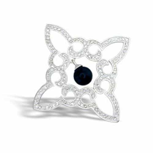 Sterling Silver CZ Pave Quatrefoil Open Pendant view 1