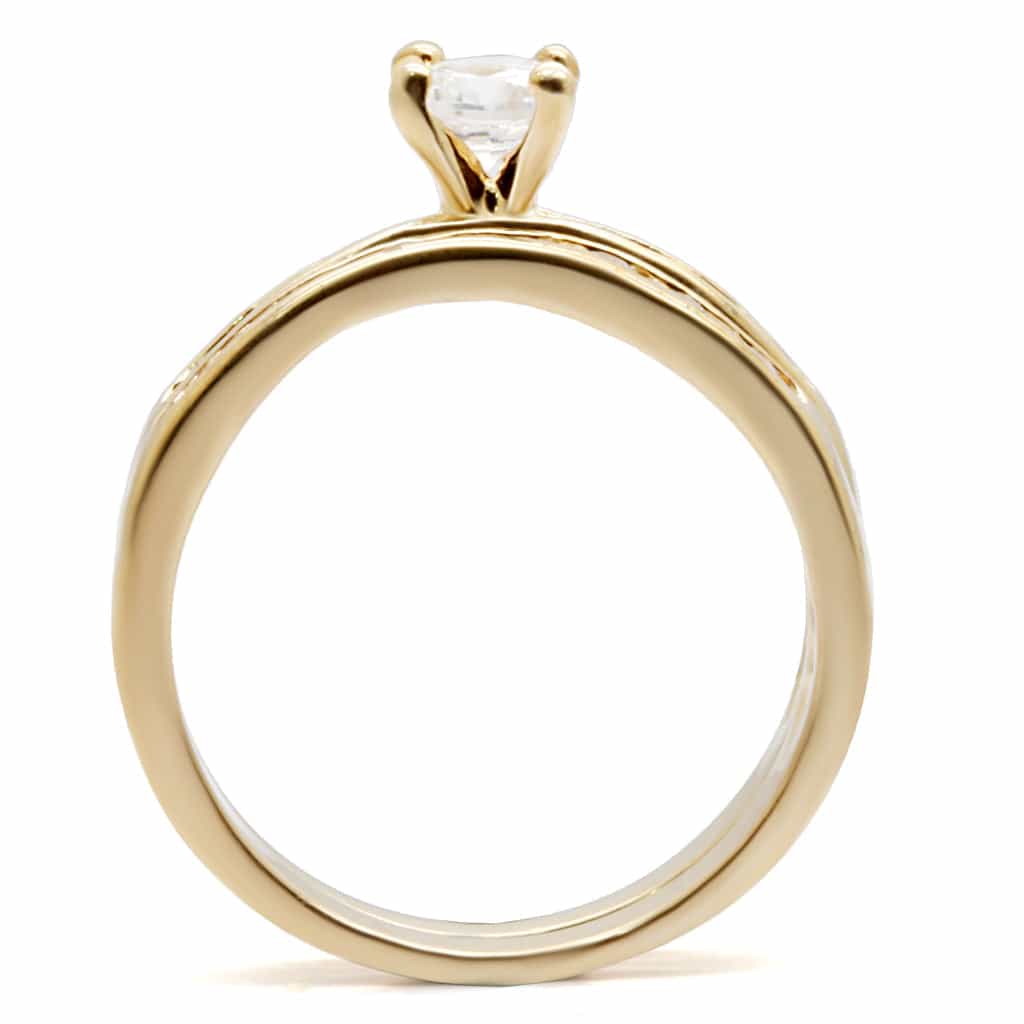 Sterling Silver Gold CZ Round Channel Bridal Set Ring view 8