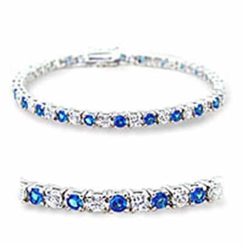 Brass Sapphire CZ Round Alternating Tennis Bracelet view 1