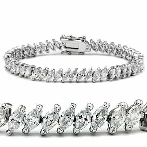 Brass CZ Marquise Double Row S-Link Ring | The Stainless Jewelry view 1