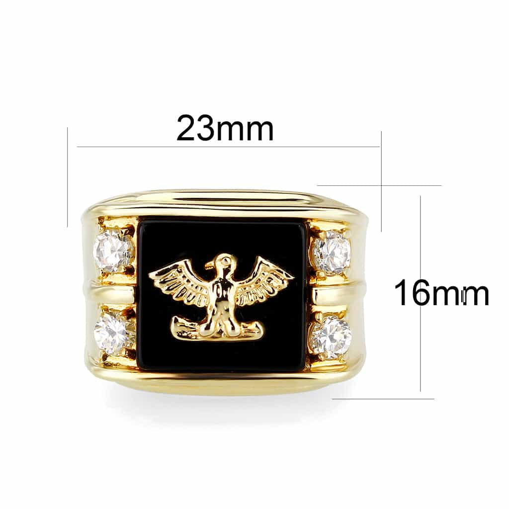 Brass Gold Black Enamel Eagle Signet Ring | The Stainless Jewelry view 6