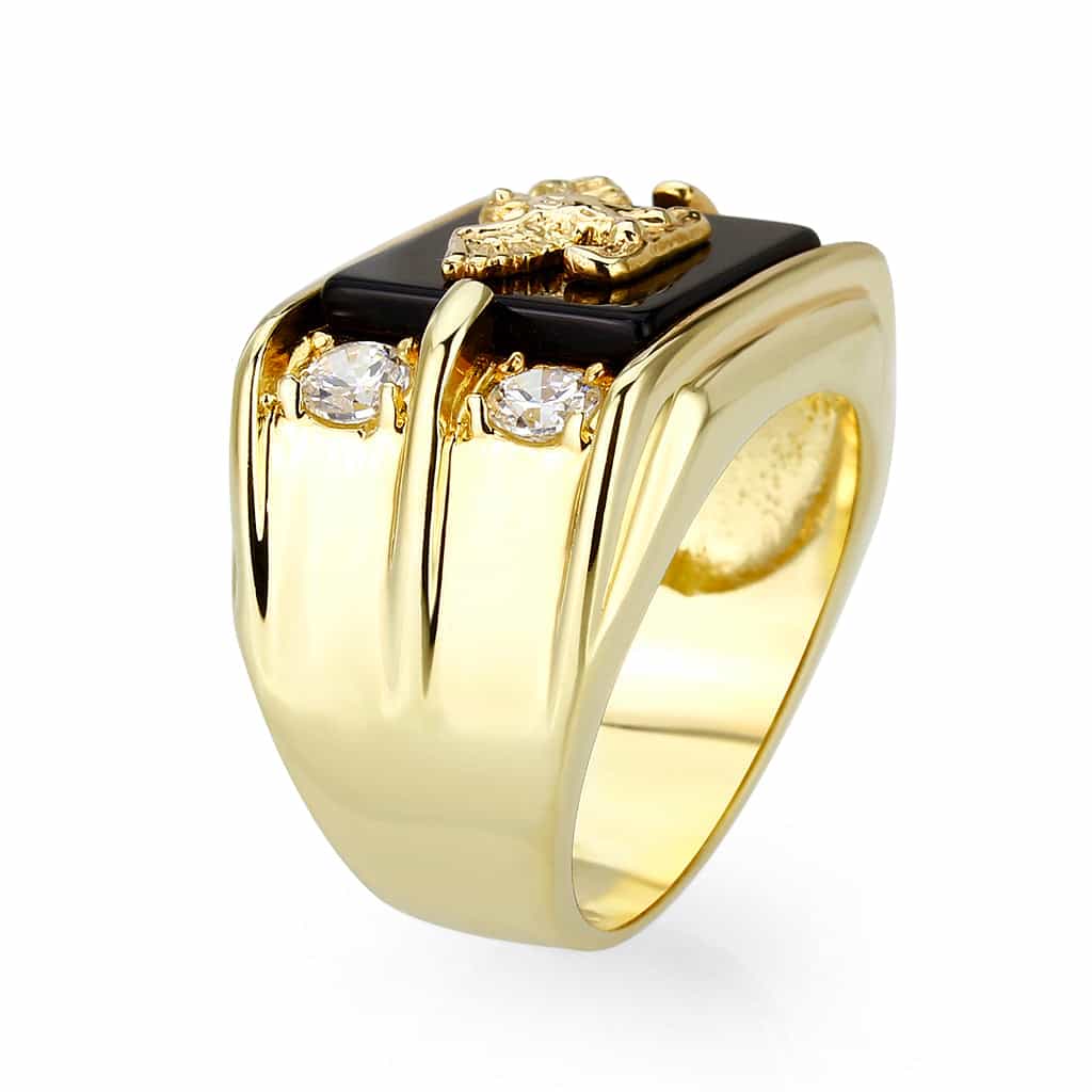 Brass Gold Black Enamel Eagle Signet Ring | The Stainless Jewelry view 8