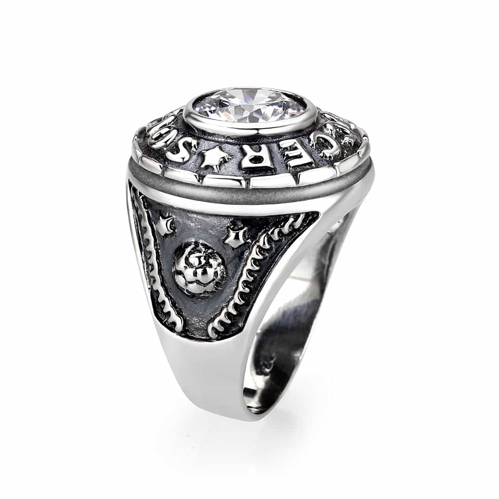 Brass Rhodium CZ Round Solitaire Ring | The Stainless Jewelry view 5