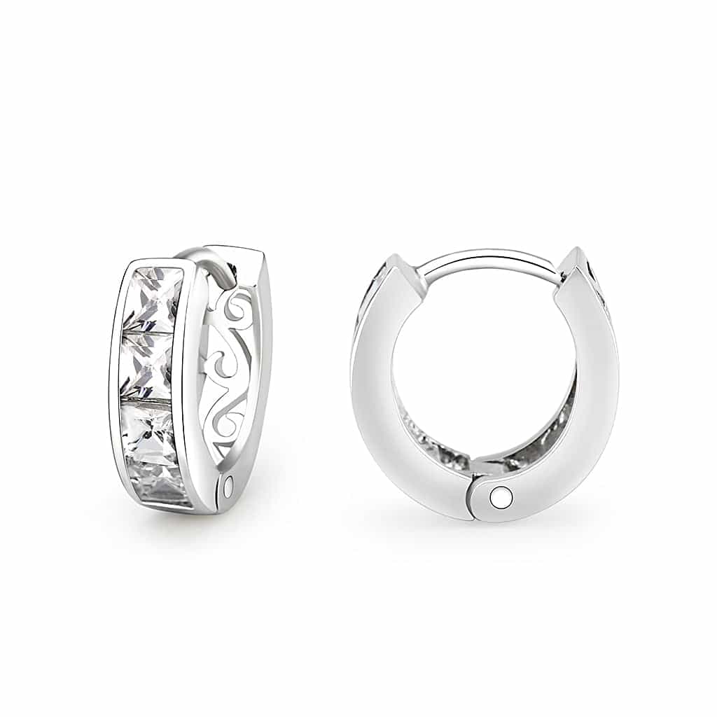 Brass CZ Round Halo Drop Earrings | The Stainless Jewelry view 2