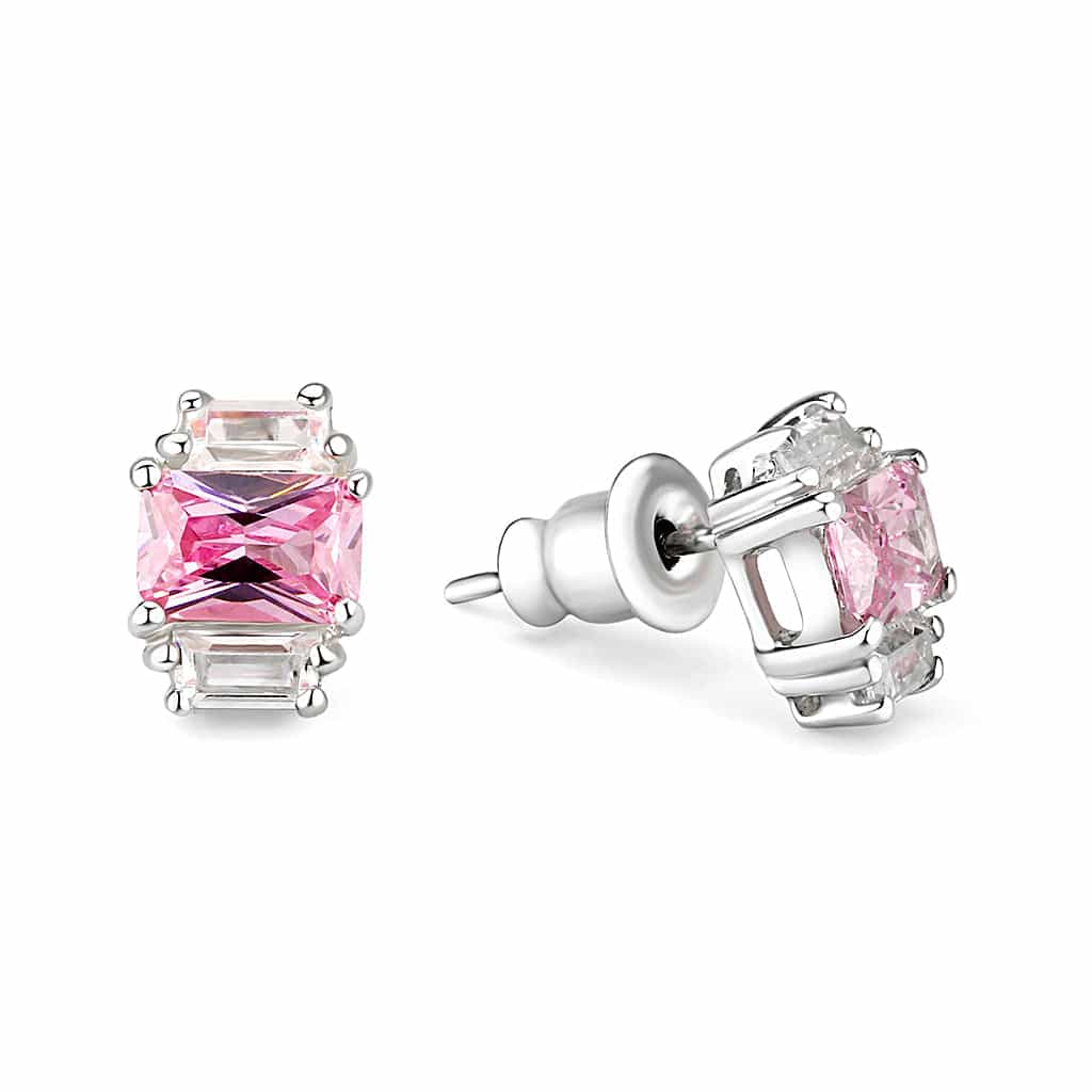 Sterling Silver Clear CZ Studs Earrings | The Stainless Jewelry view 2