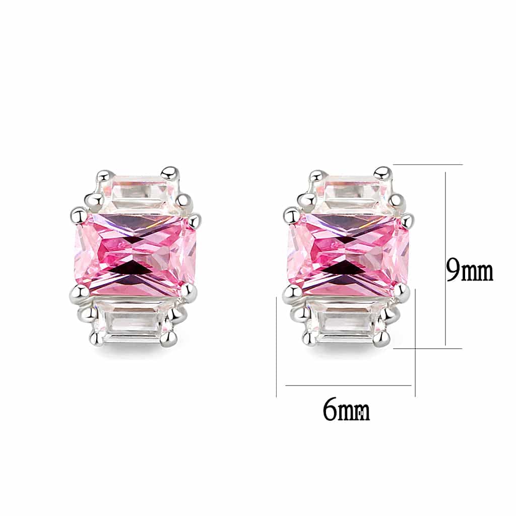 Sterling Silver Clear CZ Studs Earrings | The Stainless Jewelry view 3