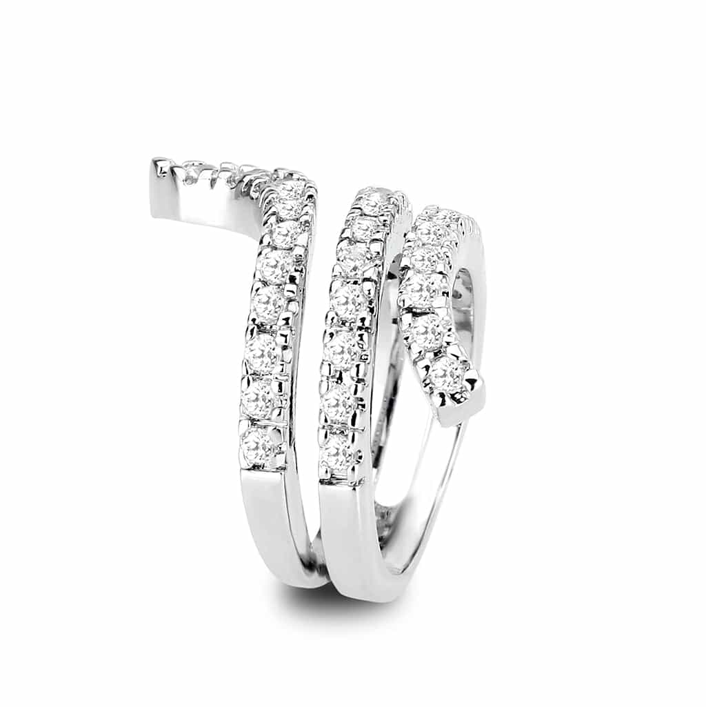 Brass Silver CZ Snake Wrap Bypass Ring | The Stainless Jewelry view 4