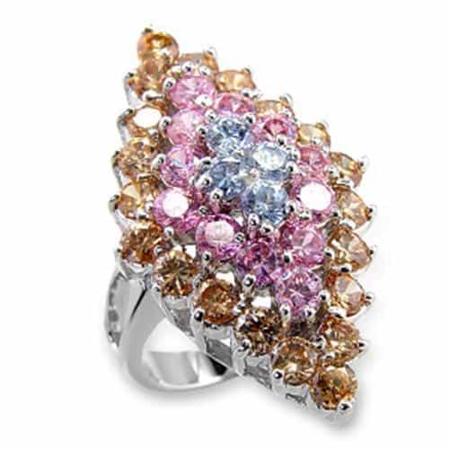 Brass Multi CZ Cluster Dome Cocktail Ring | The Stainless Jewelry view 1