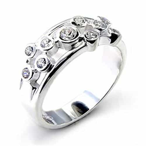 Sterling Silver CZ Round Bezel Scroll Eternity Band Ring view 1