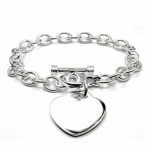 Sterling Silver Heart Charm Toggle Link Bracelet view 1