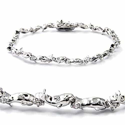 Brass Silver Panther Cat Link Bracelet | The Stainless Jewelry view 1