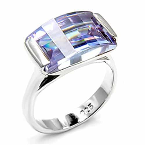 Sterling SilverLavender CZ Baguette Channel Wide Band Ring view 1
