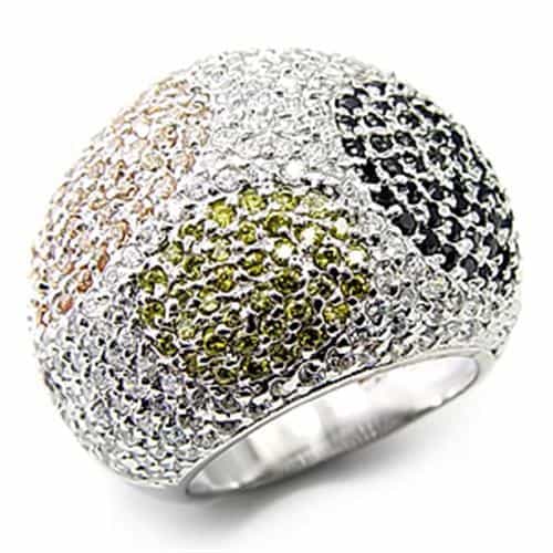 Sterling SilverMulti CZ Pave Dome Cocktail Ring view 1