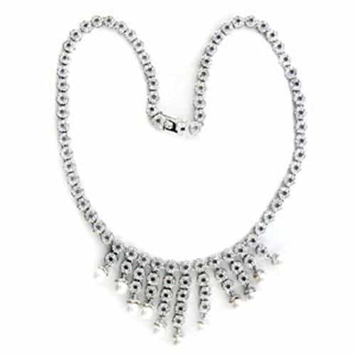 Brass CZ Round Tennis Fringe Bib Statement Necklace view 1