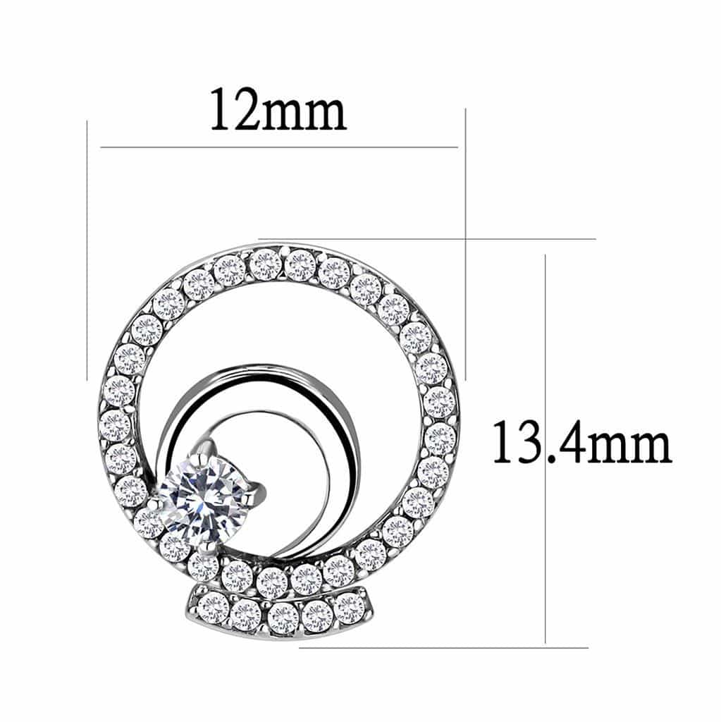 Stainless Steel CZ Pave Spiral Circle Stud Earrings view 2