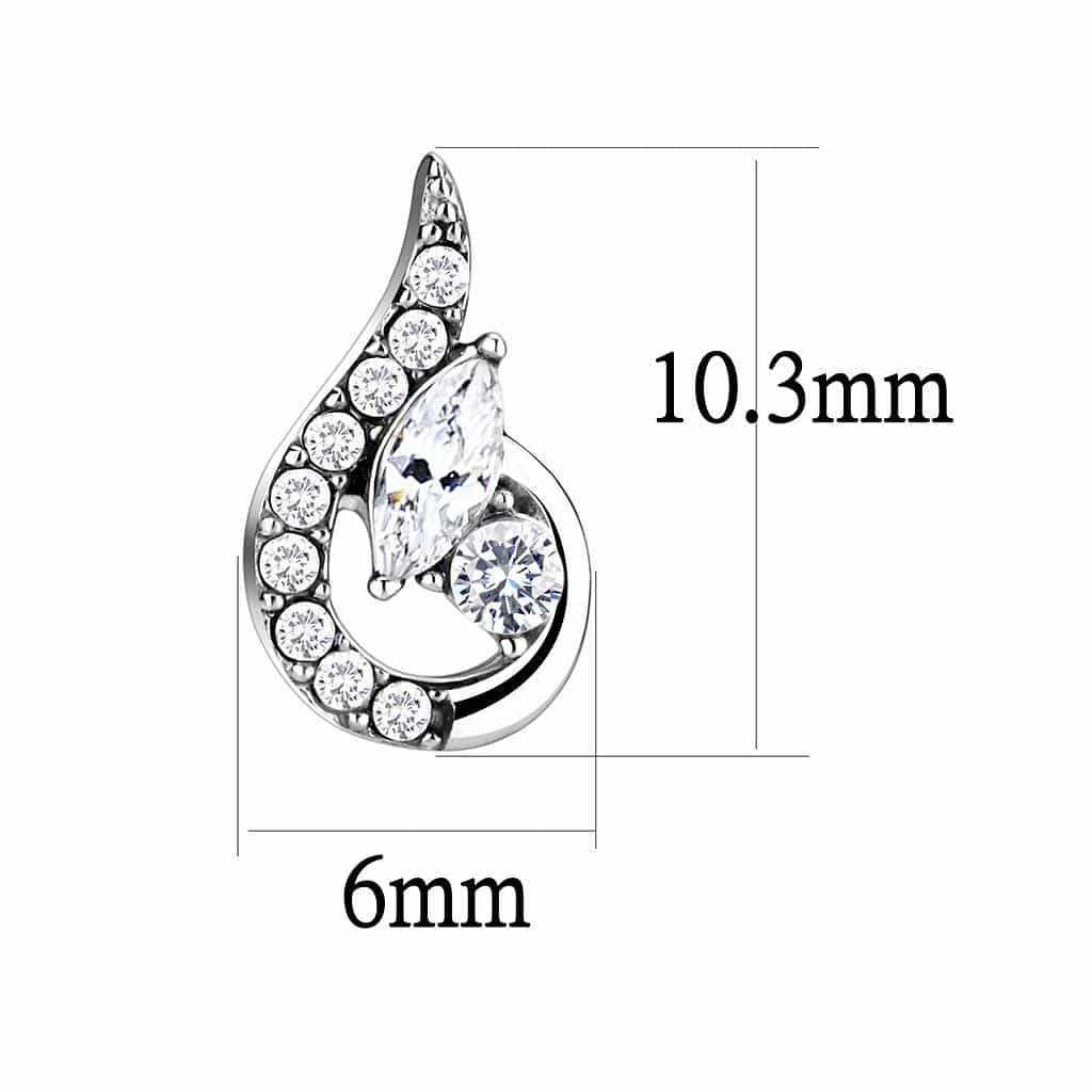 Stainless Steel CZ Pave Paisley Teardrop Stud Earrings view 2
