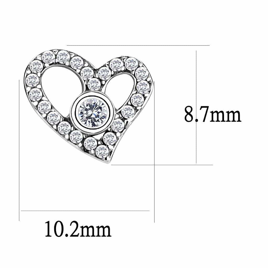 Stainless Steel CZ Pave Open Heart Stud Earrings view 2