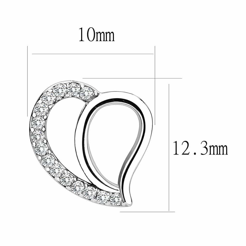 Stainless Steel CZ Pave Open Heart Loop Stud Earrings view 2