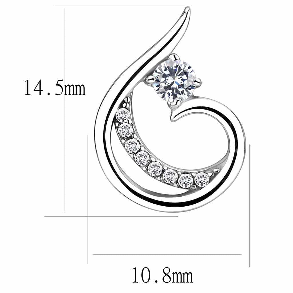 Stainless Steel CZ Pave Swirl Tendril Stud Earrings view 2