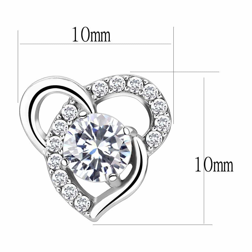 Stainless Steel CZ Round Open Heart Pave Stud Earrings view 2