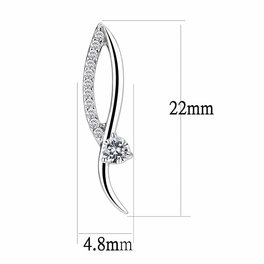 Stainless Steel CZ Pave Leaf Climber Ear Pin Earrings view 2