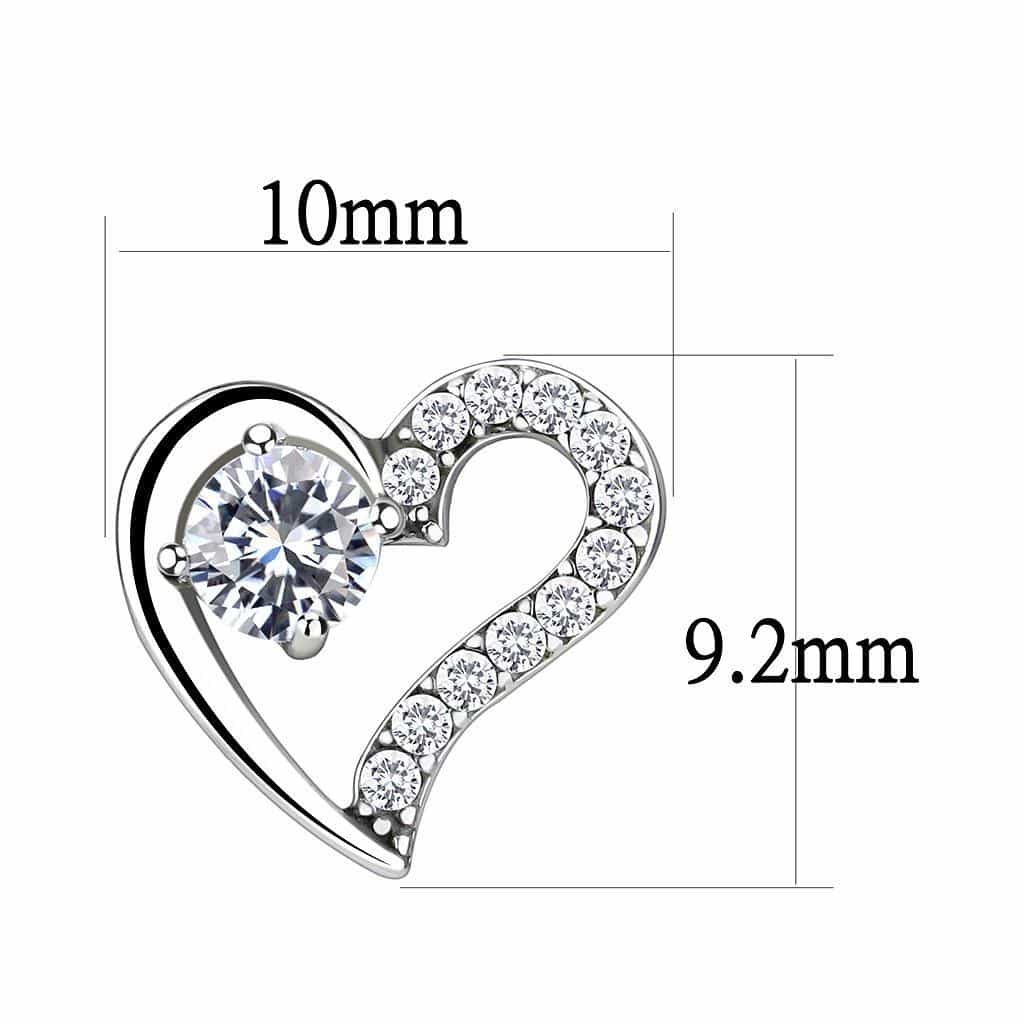 Stainless Steel CZ Pave Open Heart Swirl Stud Earrings view 2